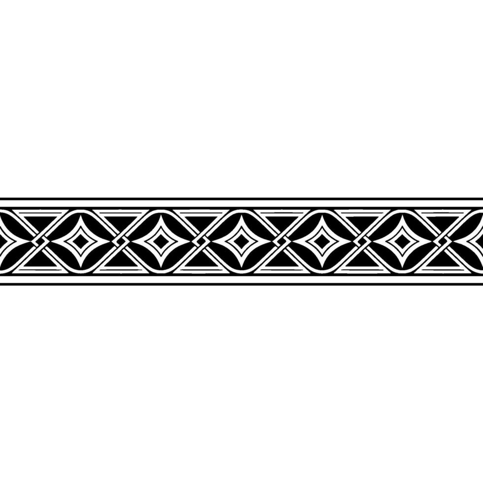 Black and White Decorative Geometric Border, Repeating Pattern vector