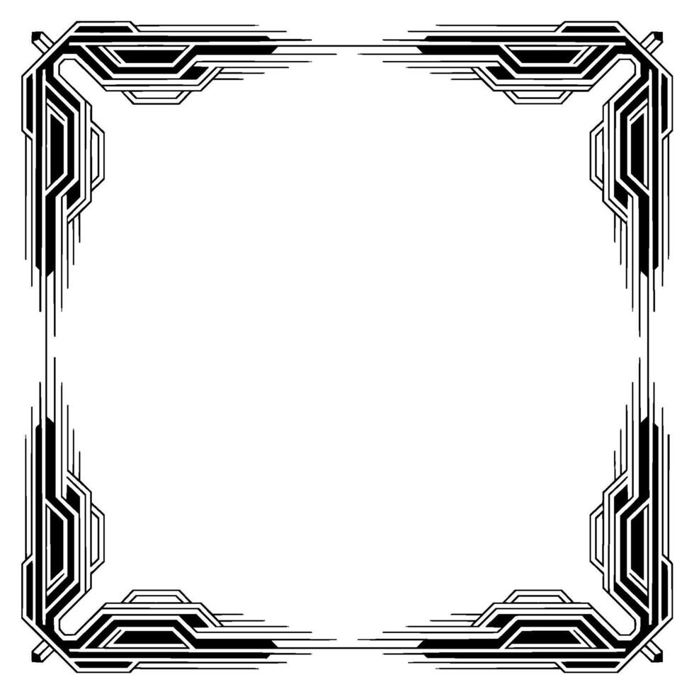 Art Deco Frame Border, Black and White Geometric , Empty Space vector
