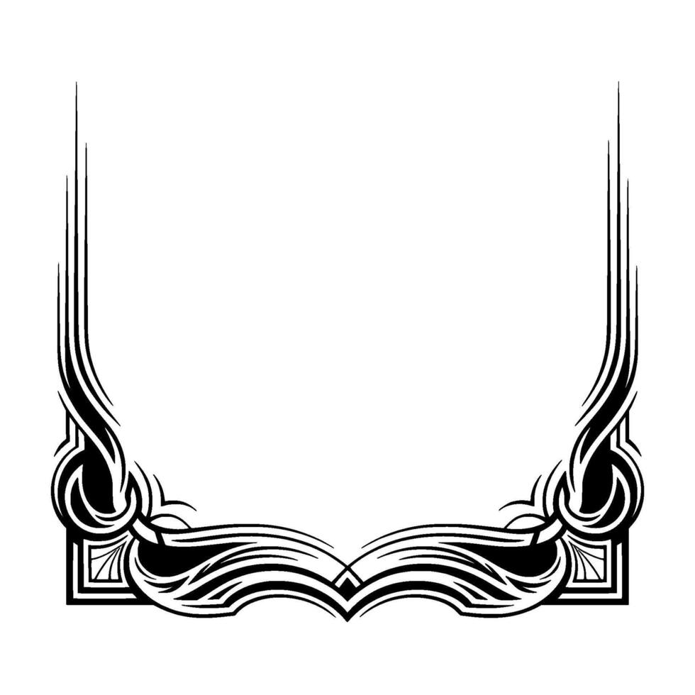 Art Deco Ornamental Frame in Black on White Invitation, Border, vector