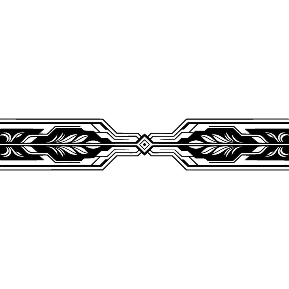 Geometric Floral Border Element in Black and White, Clean and Elegant vector