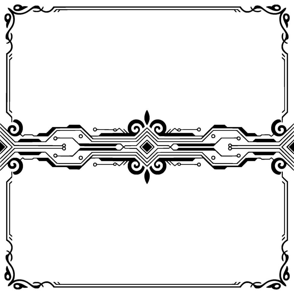 Modern Techinspired Decorative Frame With Circuitry Elements vector