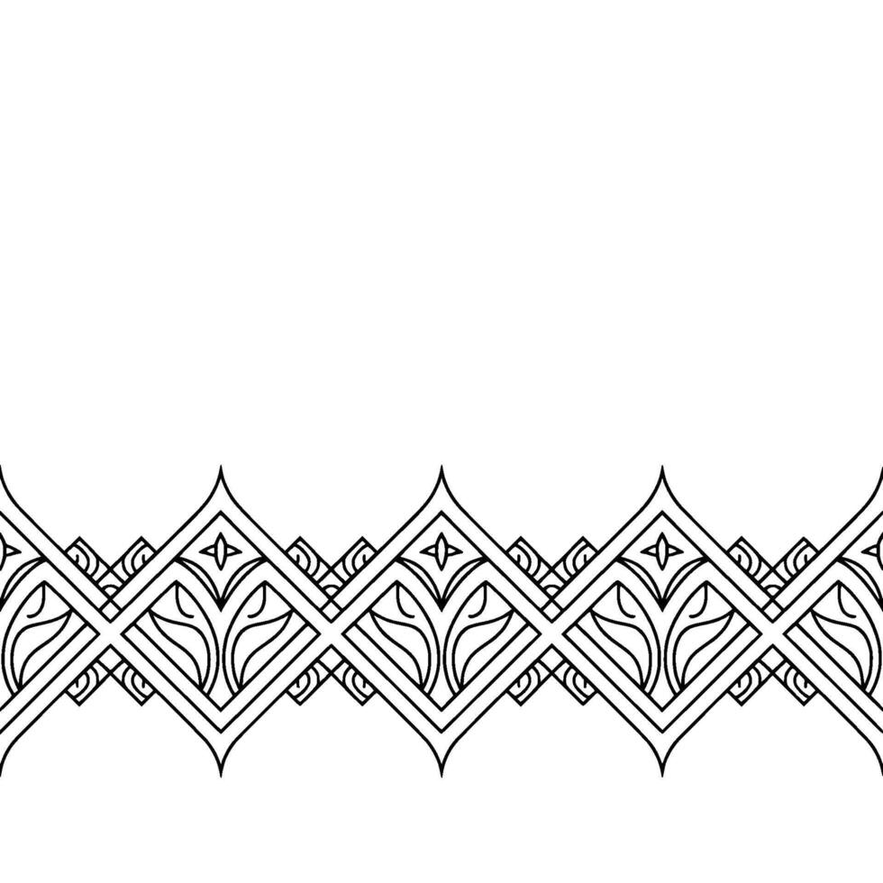 Decorative Geometric Border, Black and White , Floral Elements vector
