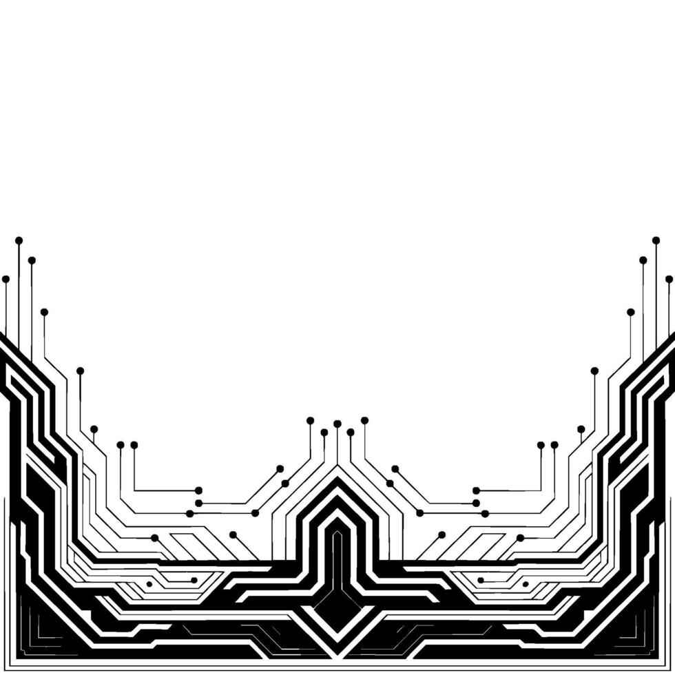 Futuristic Circuit Board Border Minimalist Tech vector