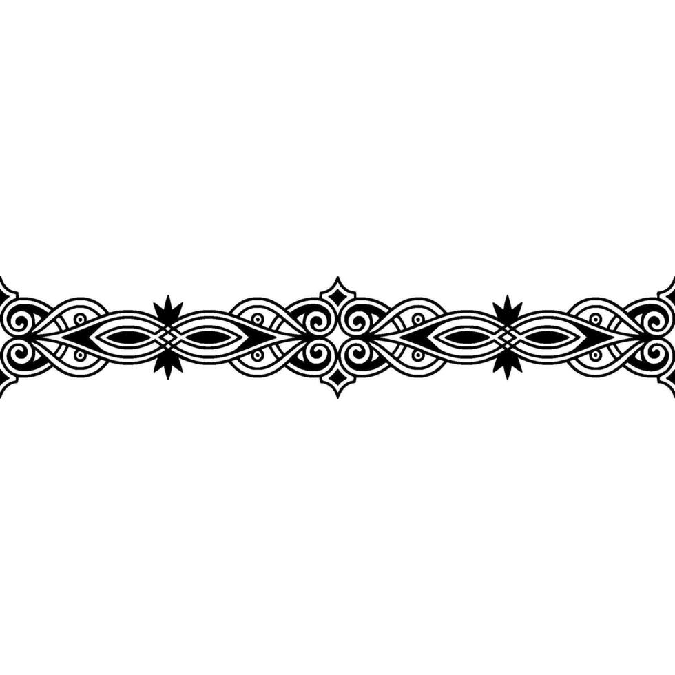 Ornate Black White Border Ornament, Geometric Decorative Element, vector