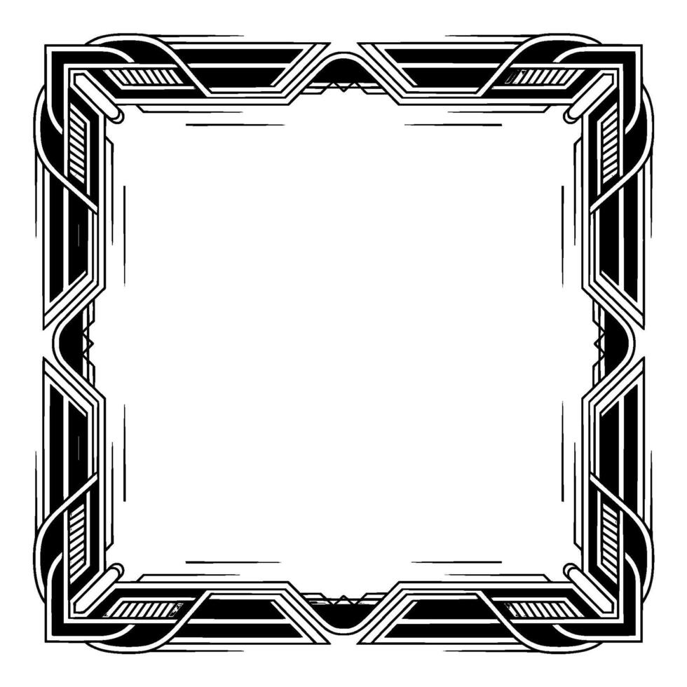 Art Deco Frame Border Geometric , Elegant Monochrome, Blank Space vector