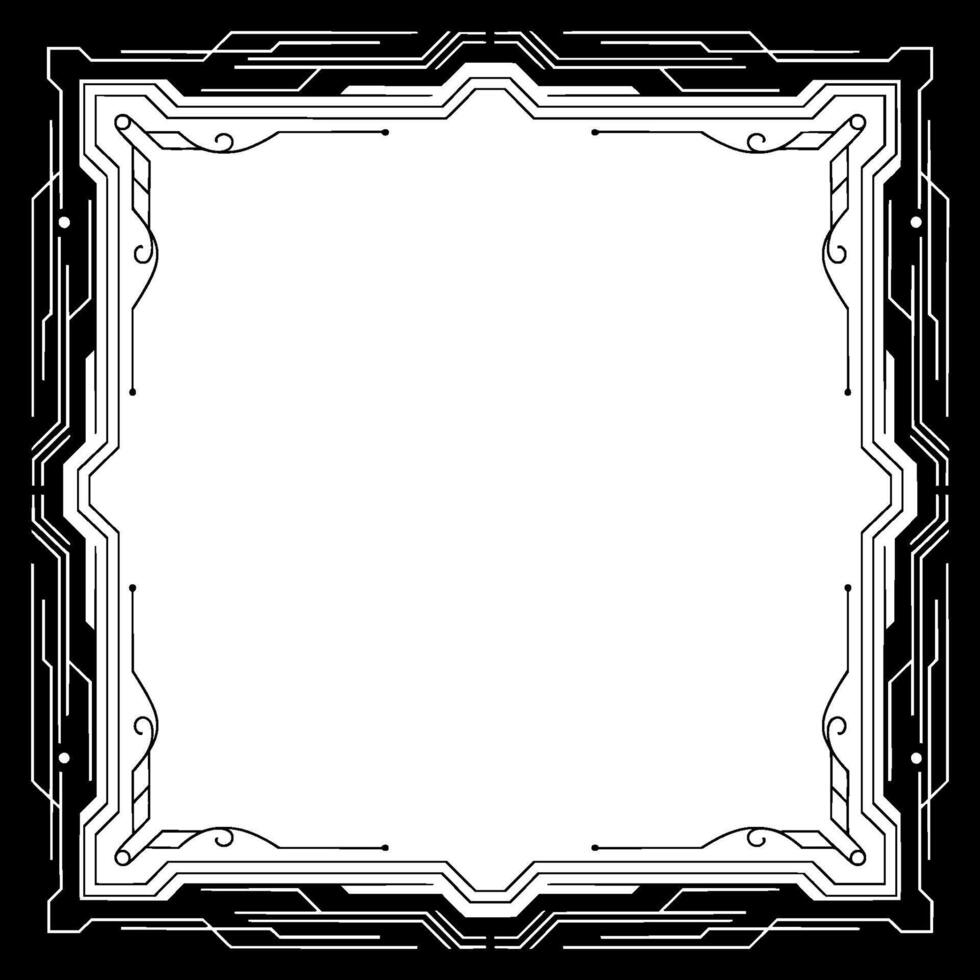 Decotech Frame Modern Square Border , Black White, Blank Space vector