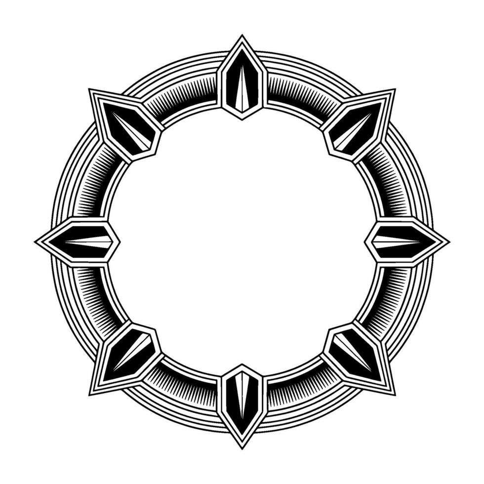 Geometric Decorative Ring Frame, Black and White Pattern vector