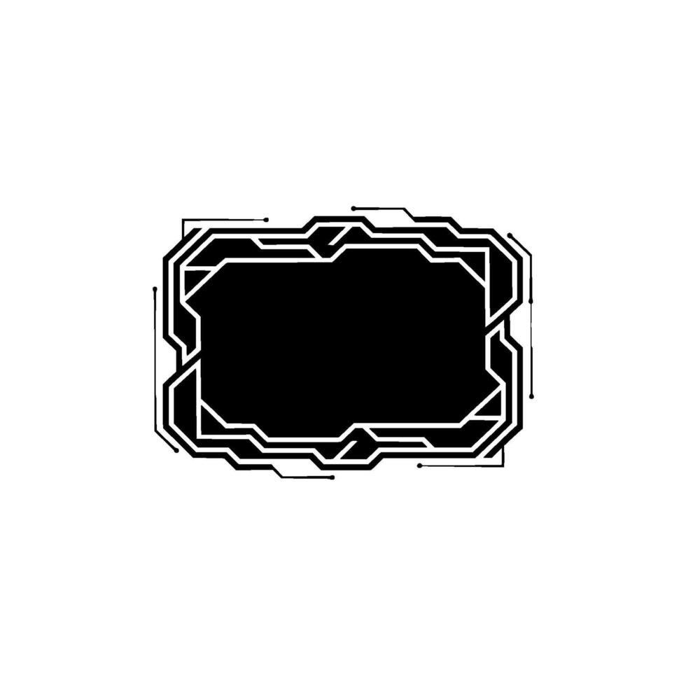 Futuristic Tech Frame, Minimalist Black White Ui vector