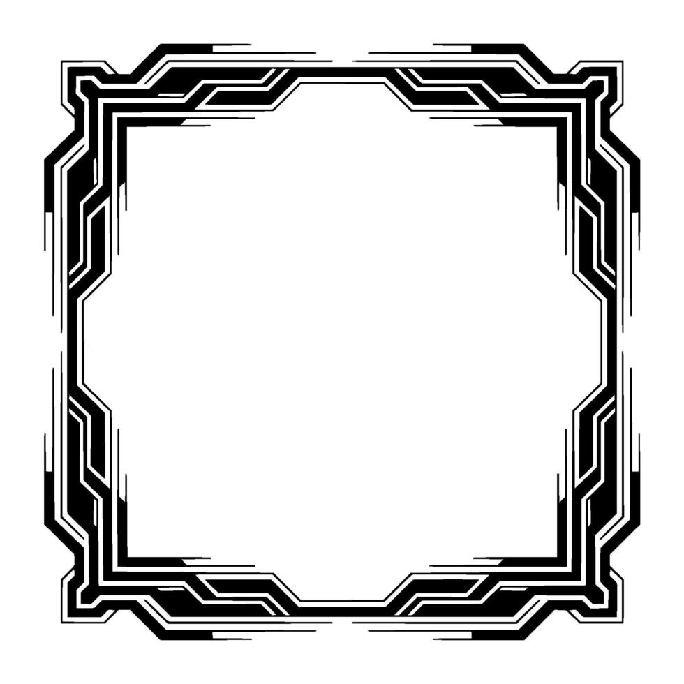 Futuristic Tech Frame , Black White, Abstract Border vector