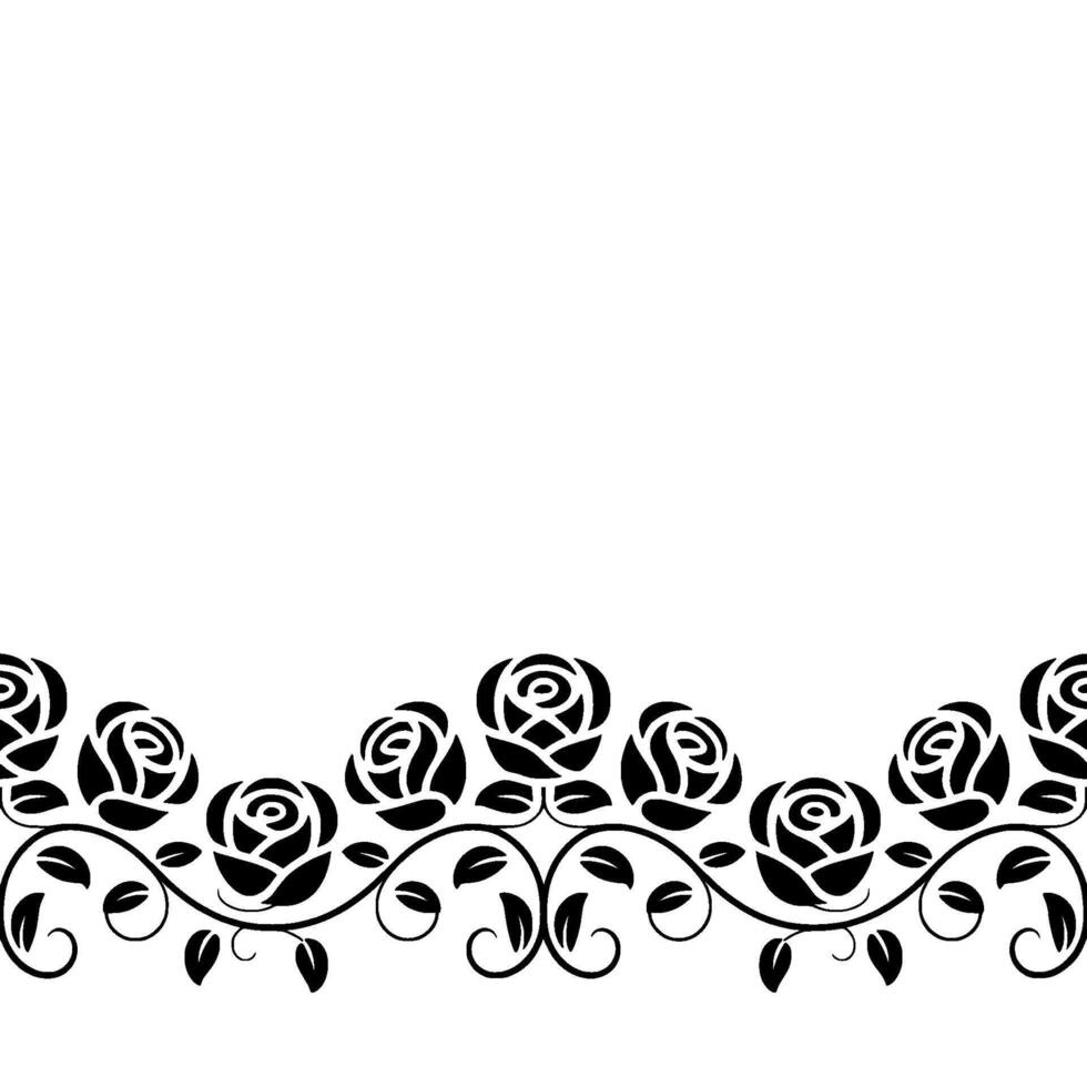 Black Floral Border on White Background Illustration vector