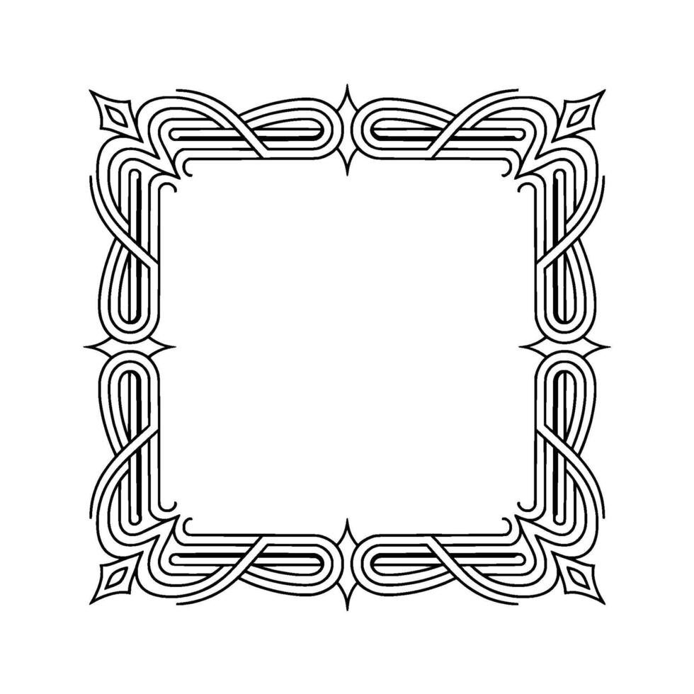 Art Deco Frame, Black White Decorative Border, Square vector