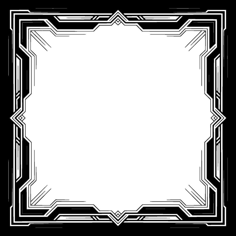 Geometric Art Deco Frame With Blank Space, Black White vector