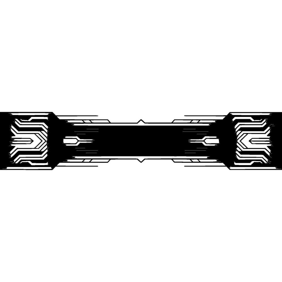 Futuristic Tech Banner, Silver Circuitry on Black, Minimalist vector