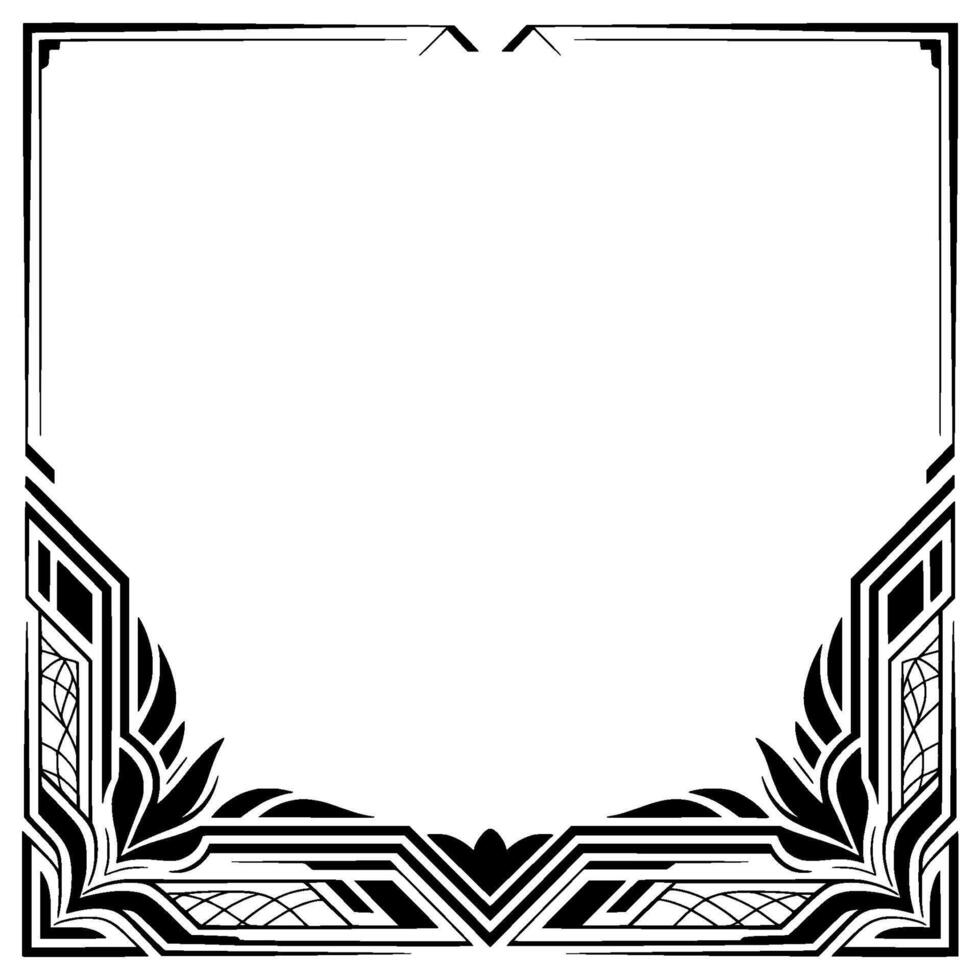 Art Deco Border Elegant Black and White Frame Template vector