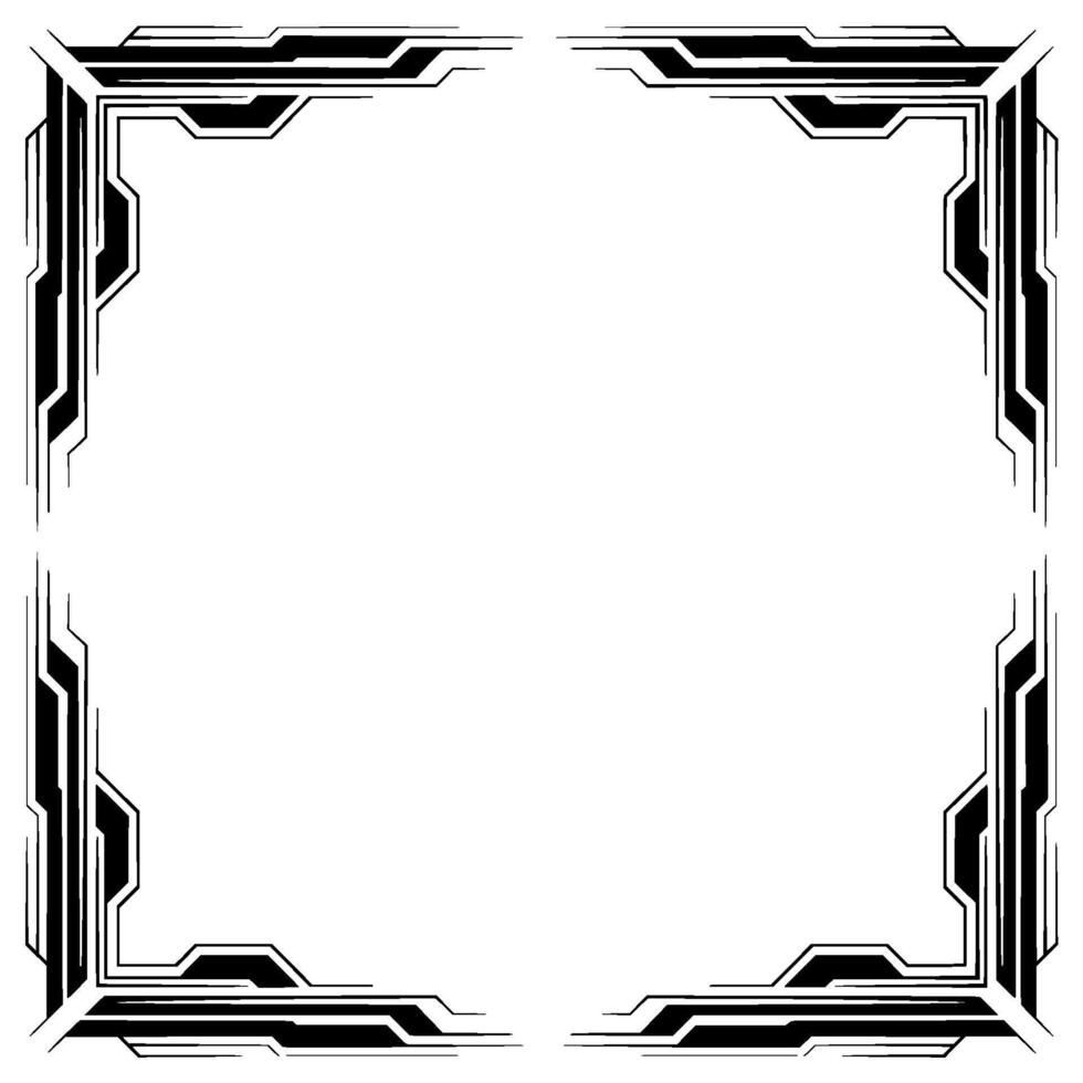 Tech Frame Futuristic Geometric Border , Black and White vector
