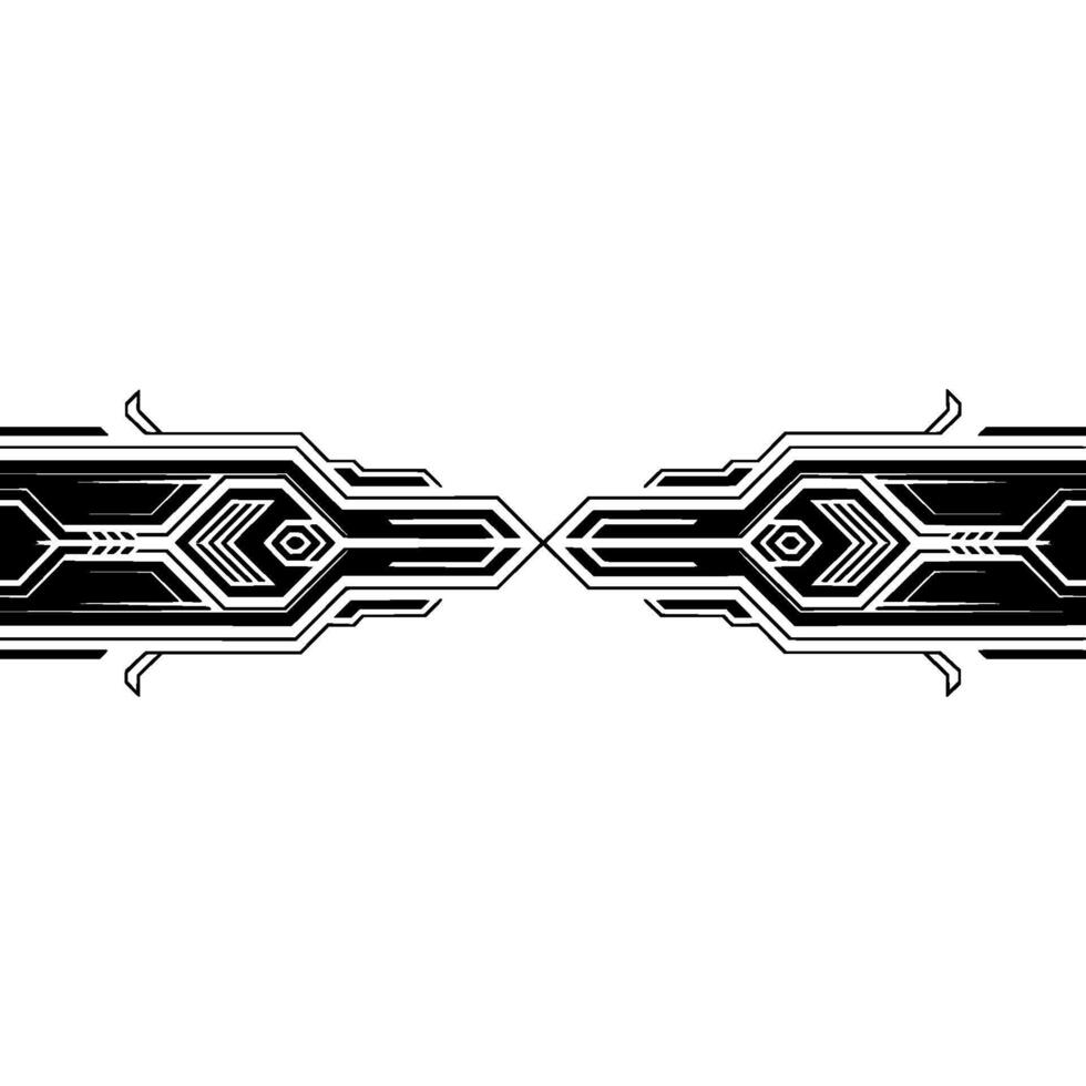 Abstract Tech Divider Symmetric Black White on White vector