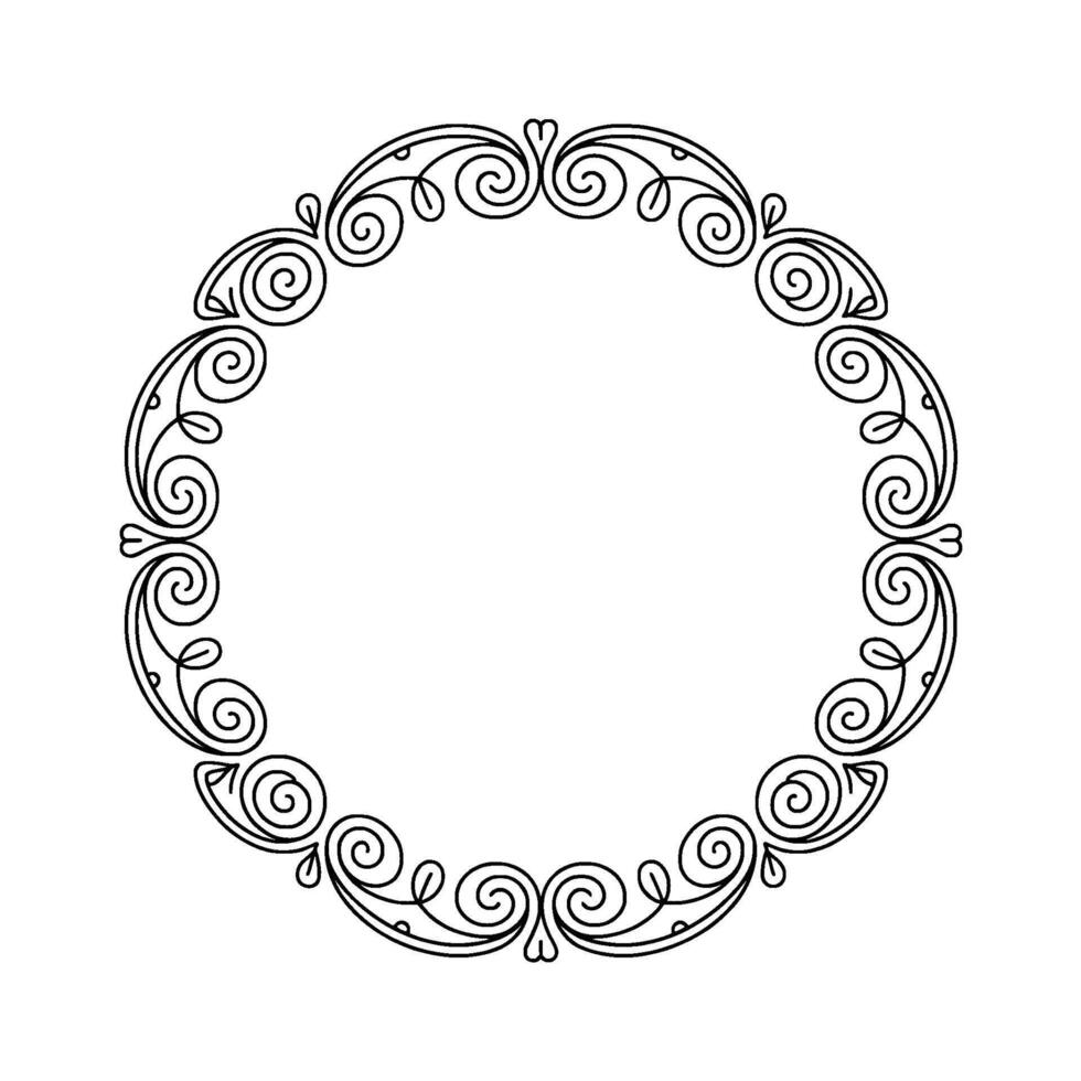 Elegant Black Outline Floral Frame on Gradient Background vector