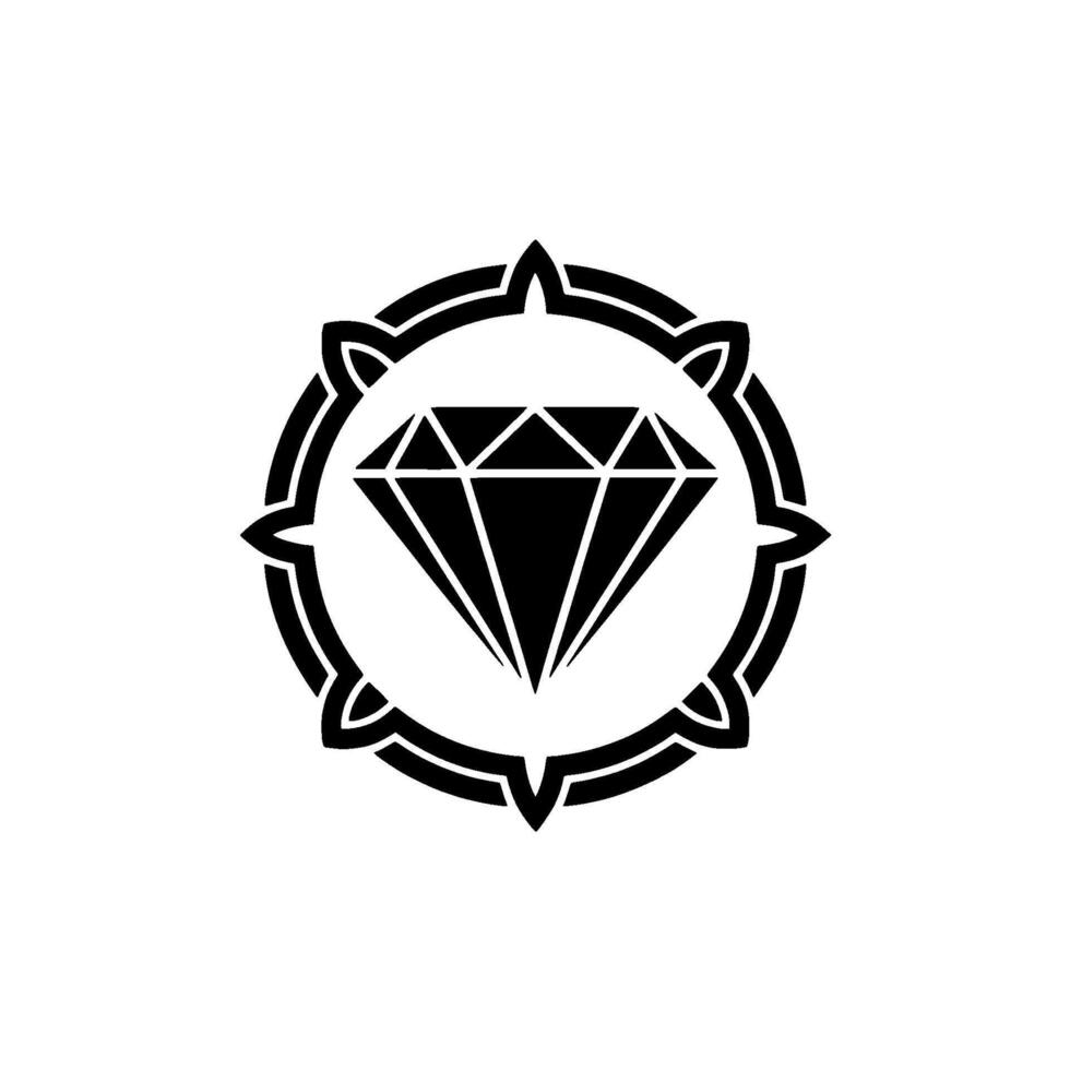 Geometric Diamond in Ornamental Frame Black and White vector