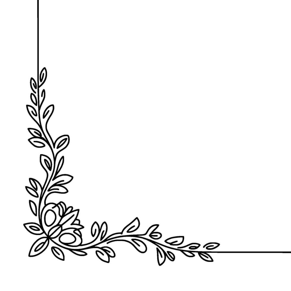 Minimalist Floral Corner , Line Art, Blank Space, Elegant vector