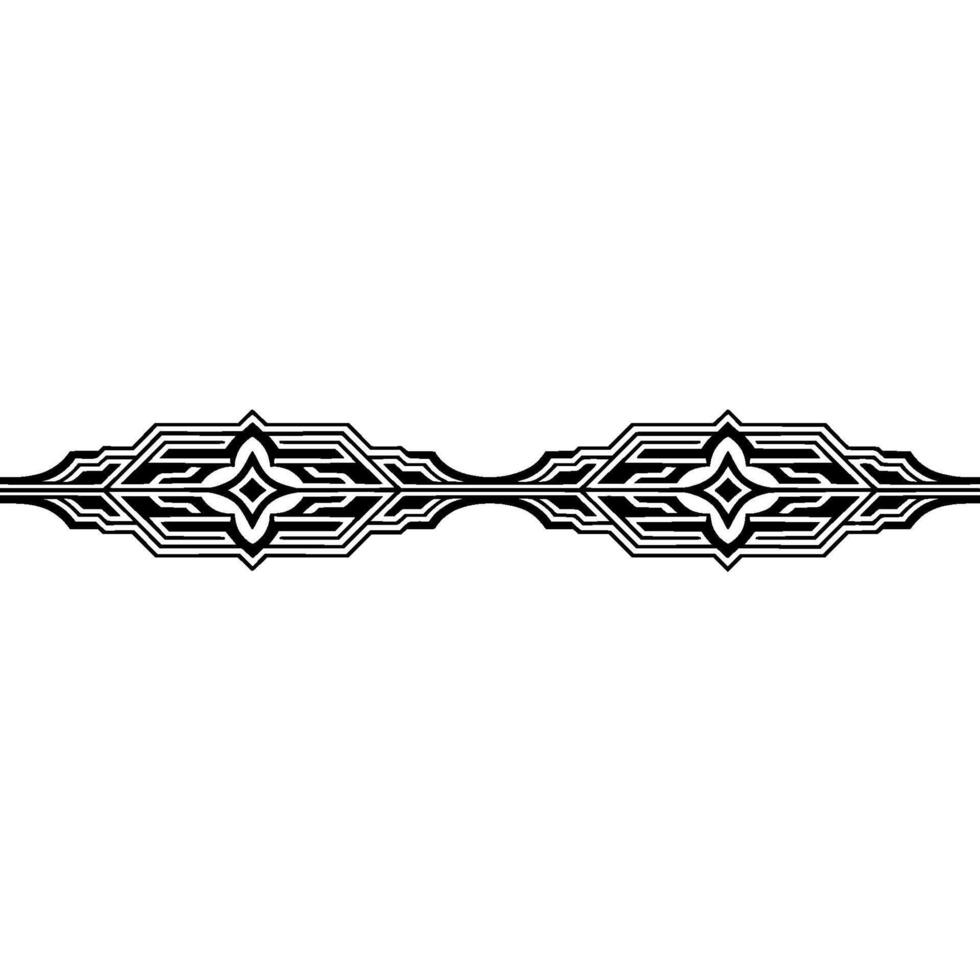 Symmetric Geometric Border Ornament in Black and White vector