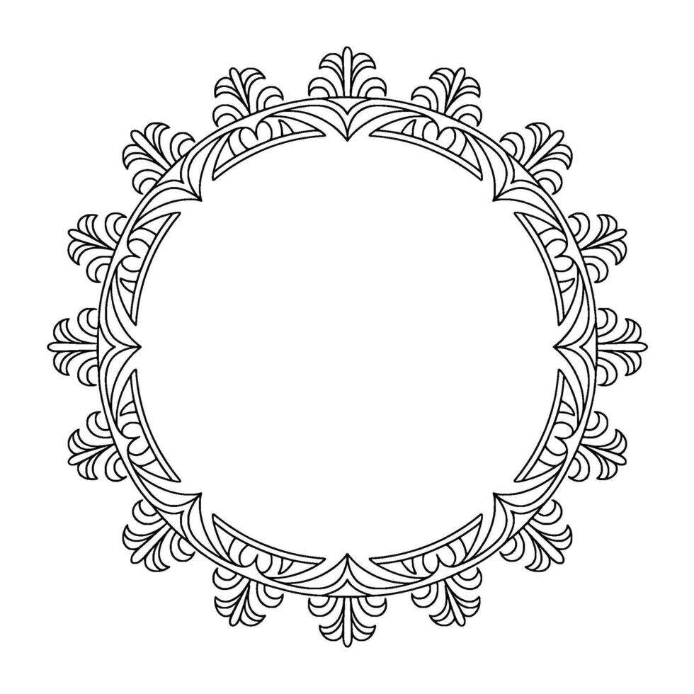 Elegant Circular Ornamental Frame, Illustration, Black White, Element vector