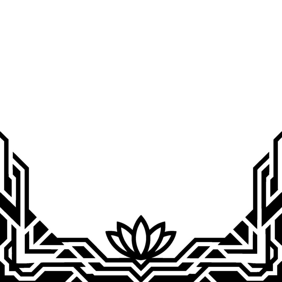 Geometric Lotus Frame Black and White Art Deco vector