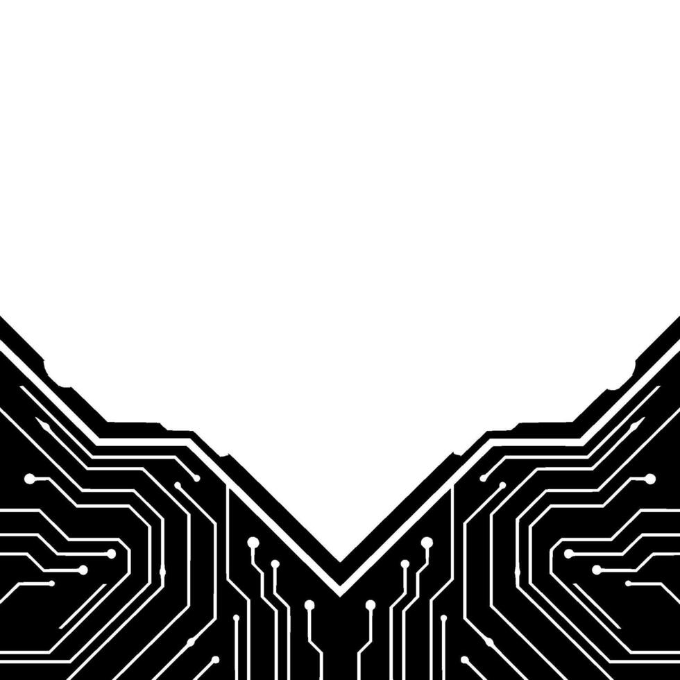 Circuit Board Border Modern Tech , Black White, Abstract Background. vector