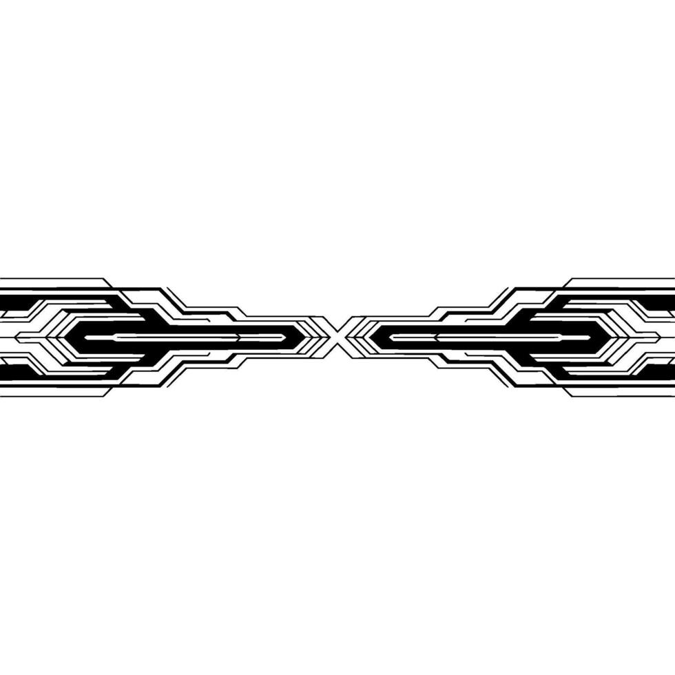 Symmetric Geometric Tech , Black Lines on White, Minimalist Aesthetic vector