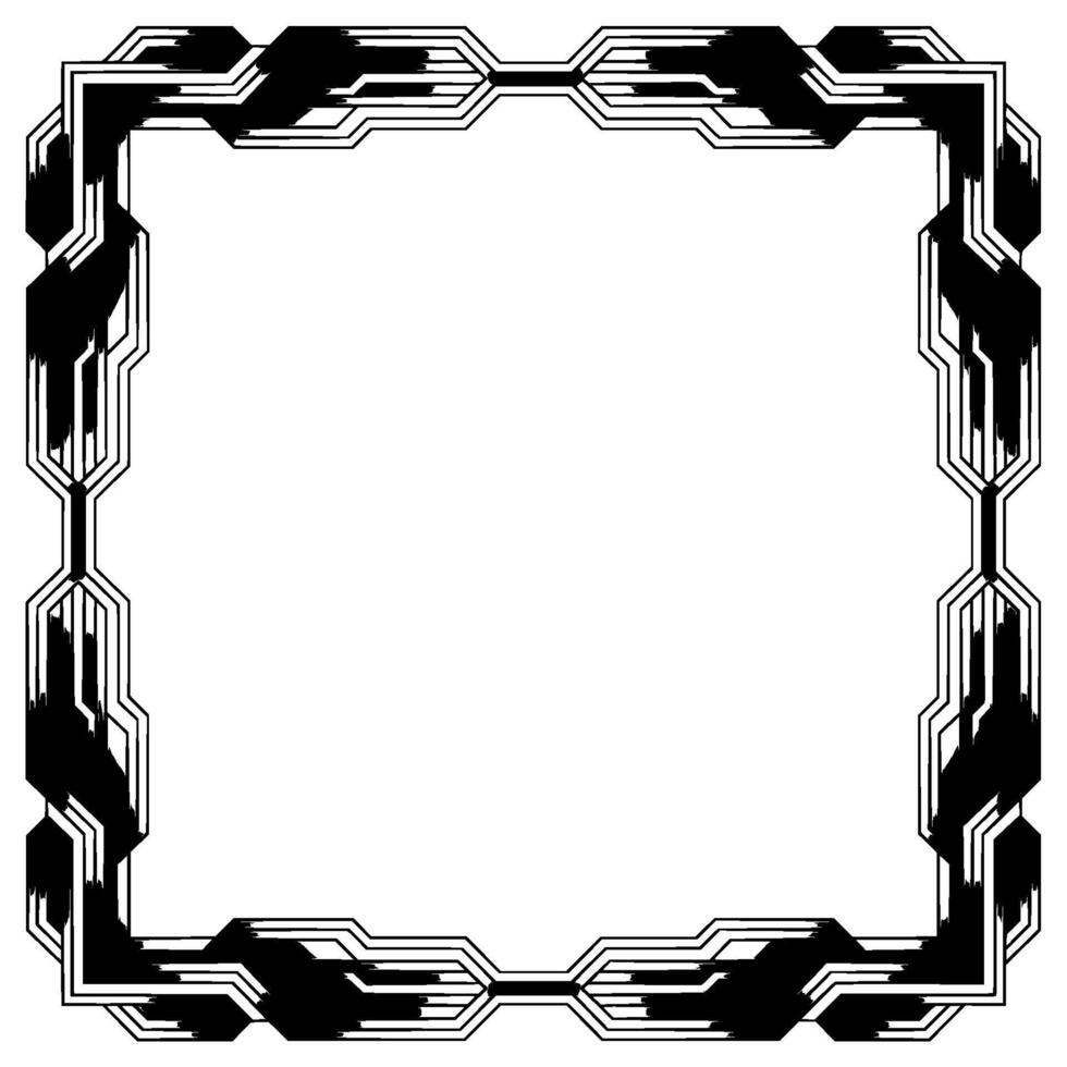Futuristic Geometric Frame Metallic Grayscale on White Background vector