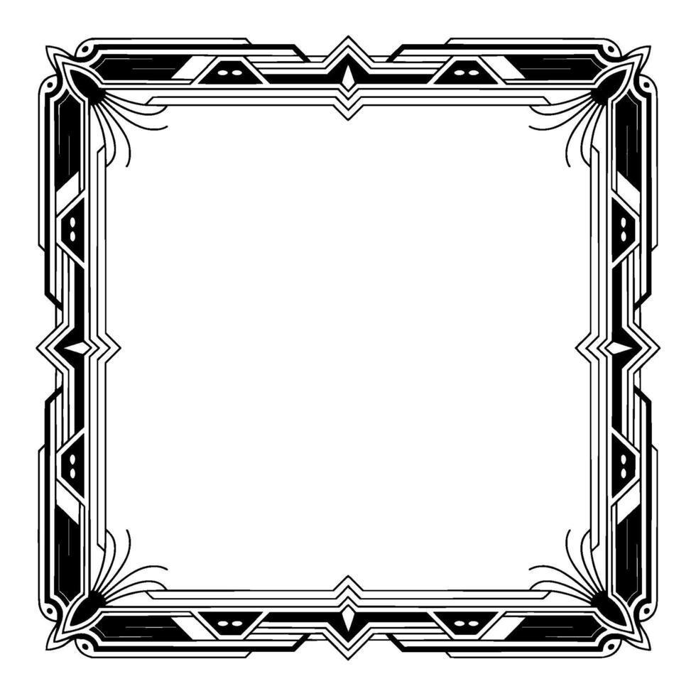 Art Deco Square Frame, Black White Decorative Border vector