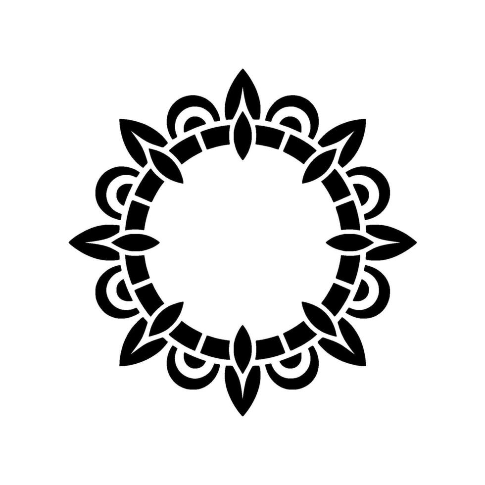 Minimalist Black Mandala Circular Frame, Decorative Illustration vector