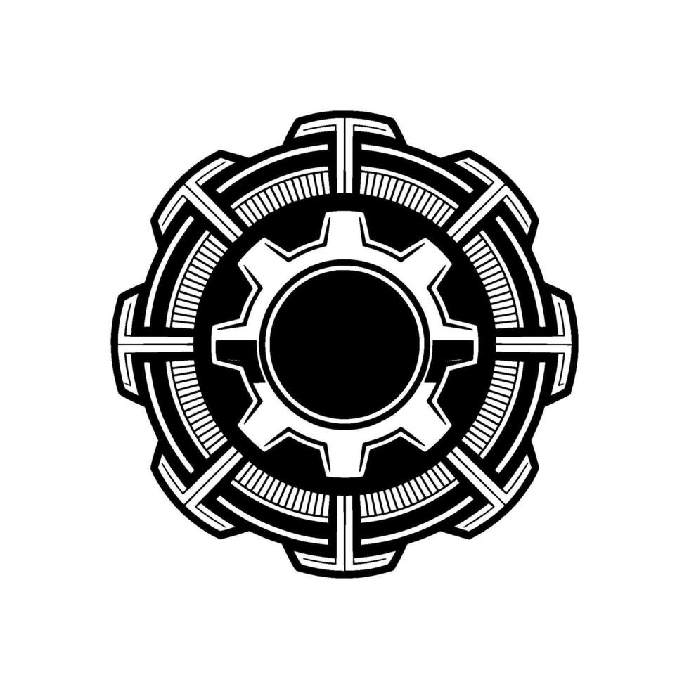 Futuristic Gear Black, White, and Silver Illustration vector