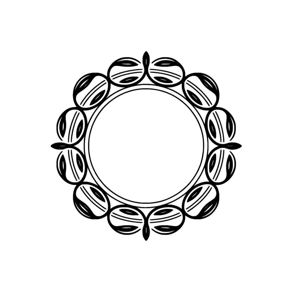 Elegant Black and White Circular Frame, Ornamental , Decorative Element vector