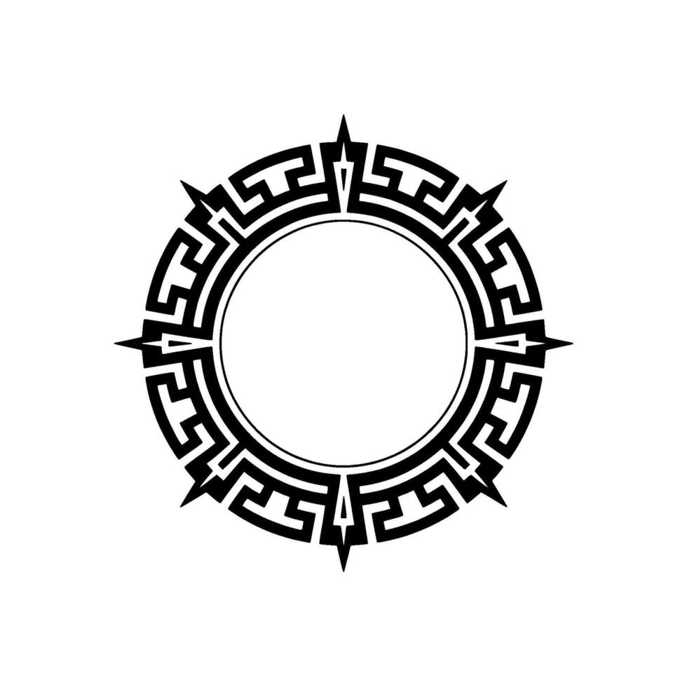 Black and White Geometric Circle Ornament With Spikes, Decorative vector