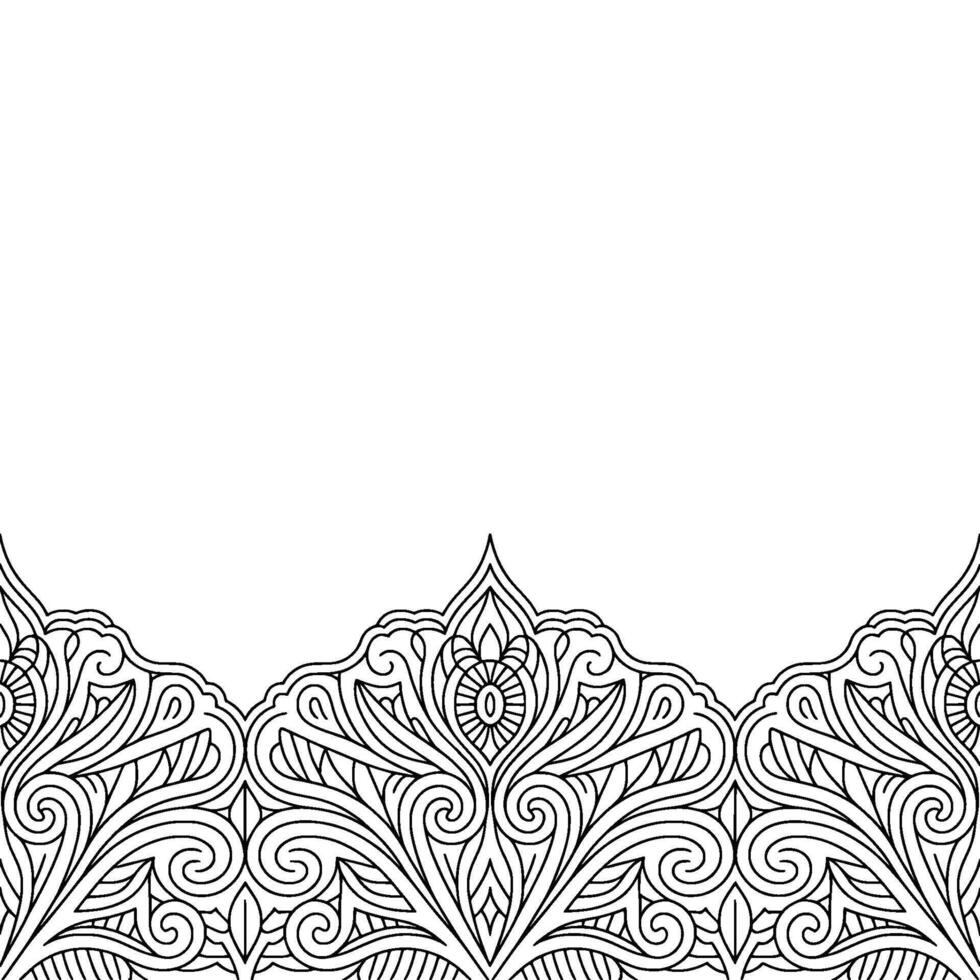Elegant Decorative Border With Floral Pattern, Black and White vector