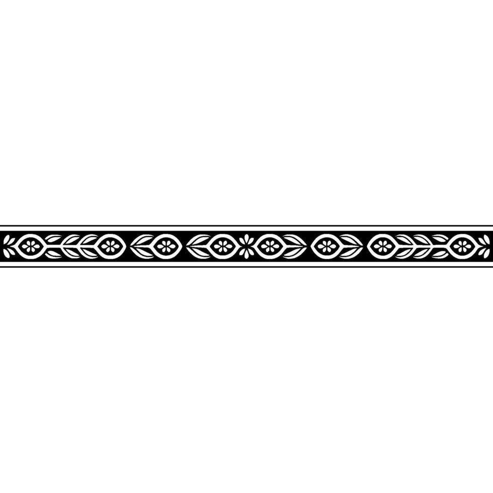 Black and White Floral Border Decorative Element vector
