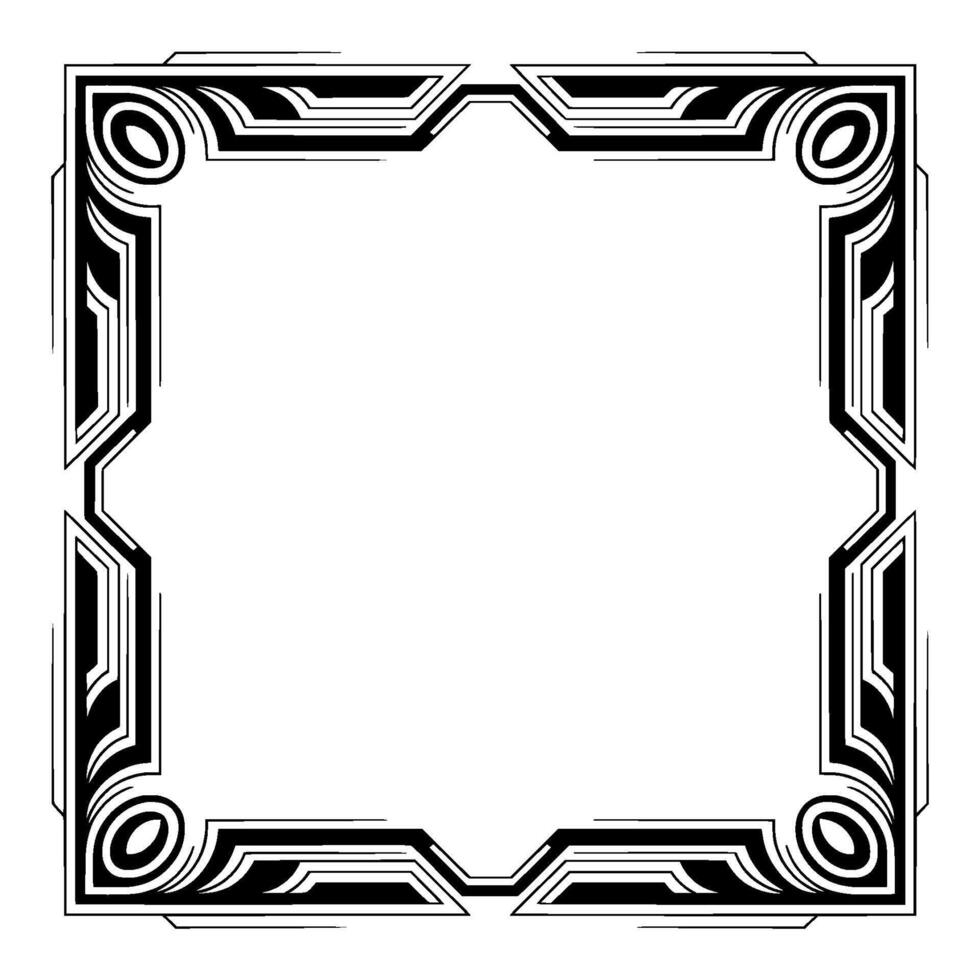 Art Deco Black and White Square Frame, Elegant Border vector