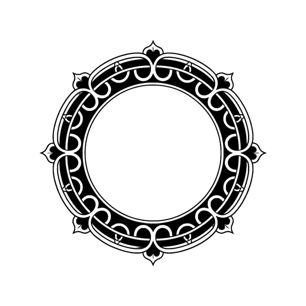 Elegant Circular Ornamental Frame in Black and Gray With Radial Burst vector