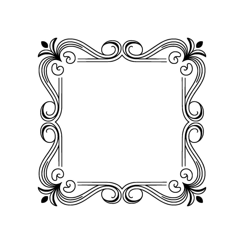 Elegant Art Deco Frame, Black Lines on Cream Background vector