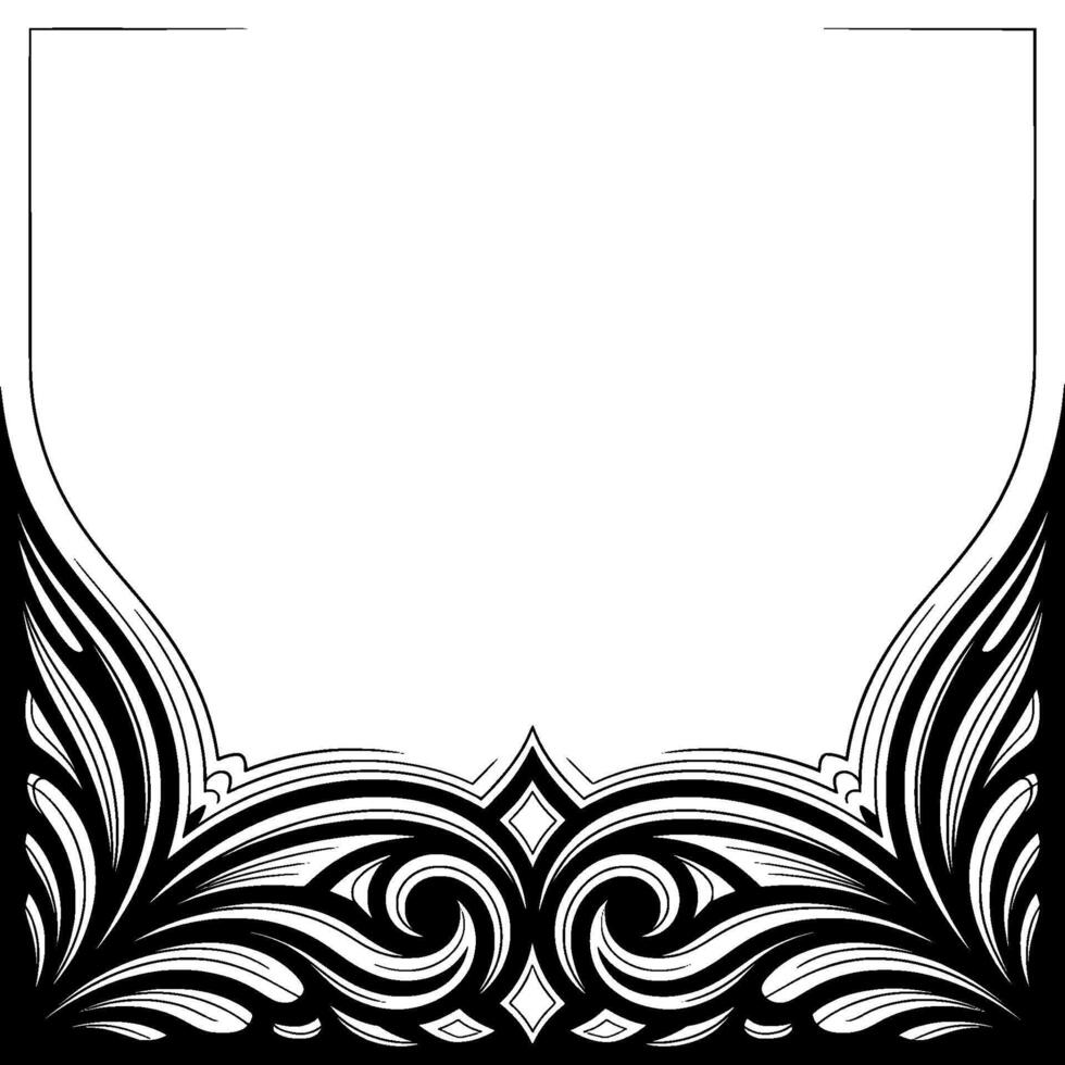 Elegant Black and White Swirl Frame Ornamental Border vector