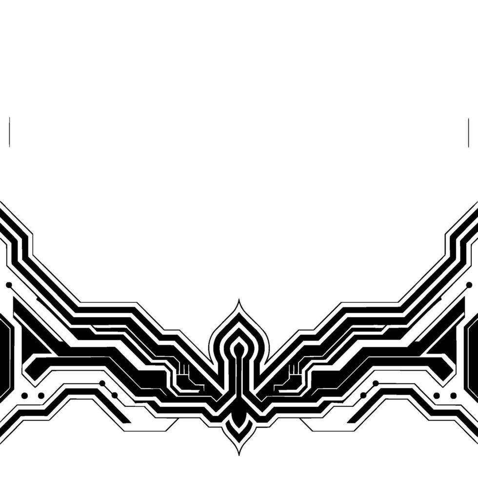 Tech Circuit Board Abstract, Black White Border vector