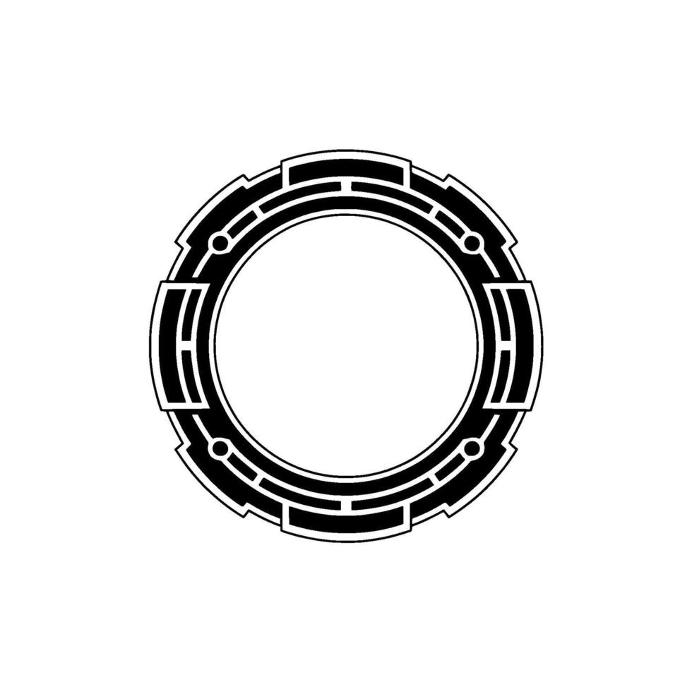 Futuristic Black Circle on White Background Tech vector