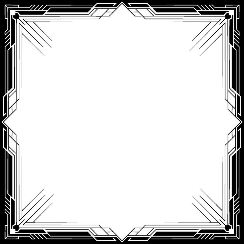 Elegant Art Deco Frame Black and White Border With Empty Center vector