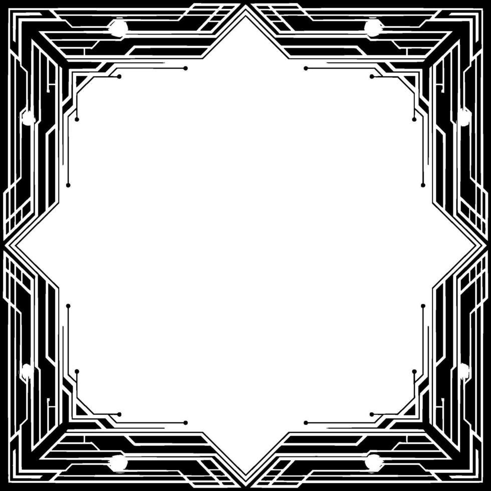 Art Deco Tech Frame Geometric With Negative Space, Futuristic Aesthetic vector