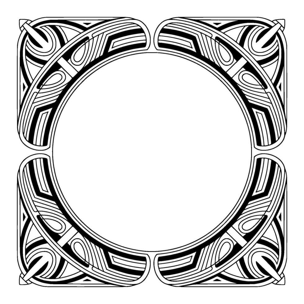 Art Nouveau Decorative Frame With Empty Circle Black White vector