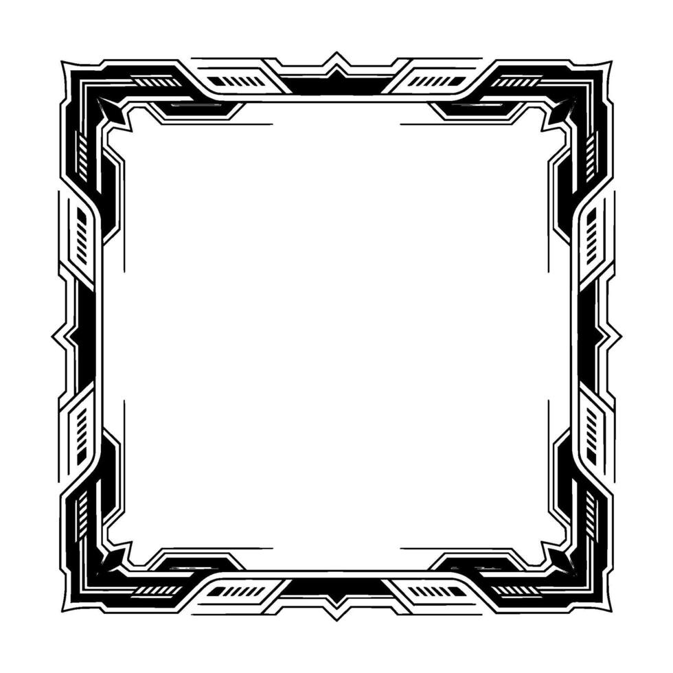 Art Deco Border Frame, Geometric in Black and White, Square vector
