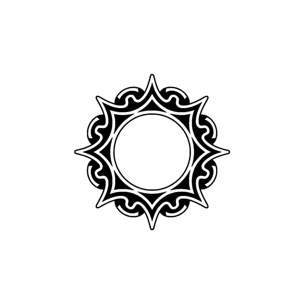 Ornate Black White Circular Frame , Clean and Decorative vector