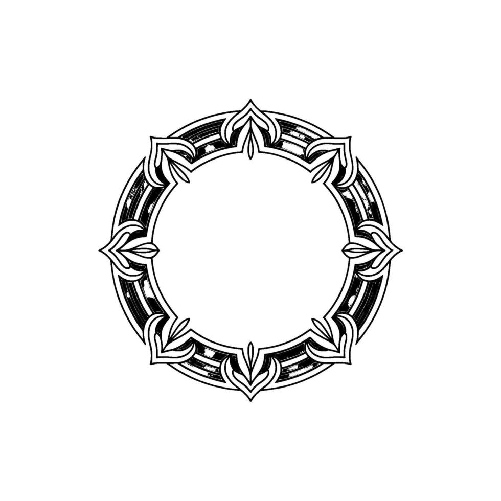 Elegant Ornamental Circle Frame, Black and Gray, Illustration vector