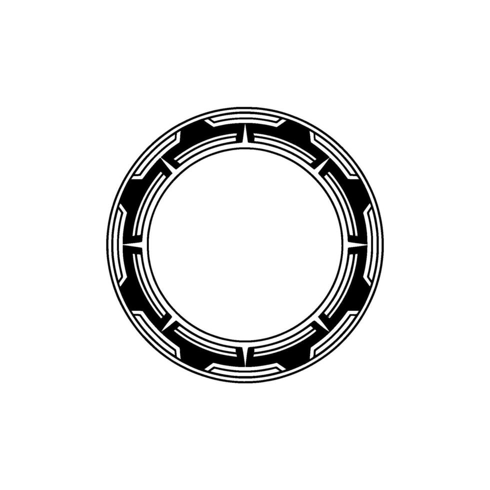 Geometric Circle Frame in Black and Gray on White vector