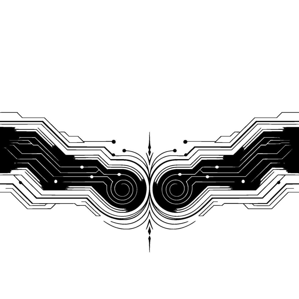 Modern Tech Circuit Abstract Black White Illustration vector
